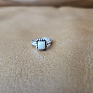Silpada Vintage Silver Button Mother Of Pearl Ring Size 6.5
